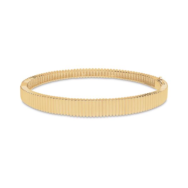 Yellow Gold Pleated Tapered Bangle, Large